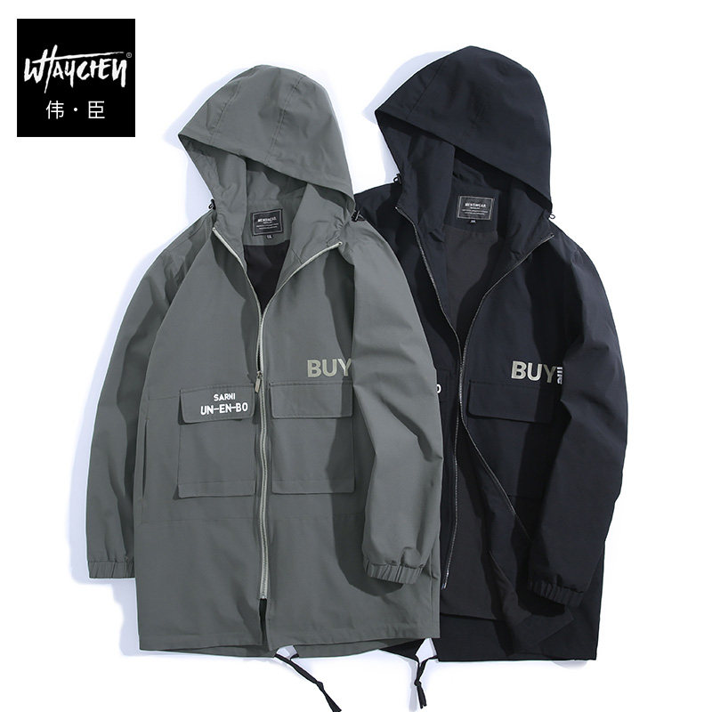 伟臣潮牌大码男装连帽外套男胖子加肥加大宽松春装夹克肥佬上衣男