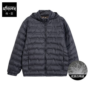 伟臣男式潮流大码冬季轻薄羽绒服胖子加肥加大宽松百搭保暖男外套