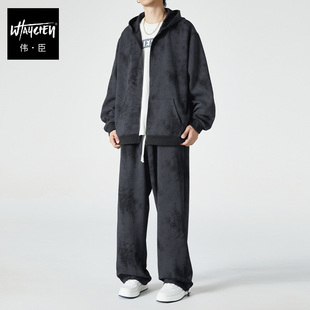 伟臣潮牌大码男款春秋冬运动休闲套装胖子加肥加大宽松卫衣男套装