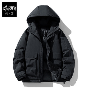 伟臣大码男棉衣冬季外套男装保暖加厚胖子加肥加大工装连帽夹克潮
