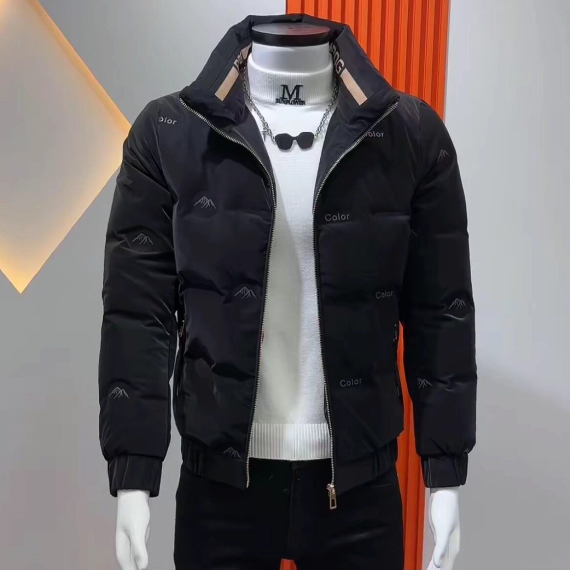 棉服外套男冬季韩版潮流轻薄男士棉衣个性百搭字母拼色网红棉袄男