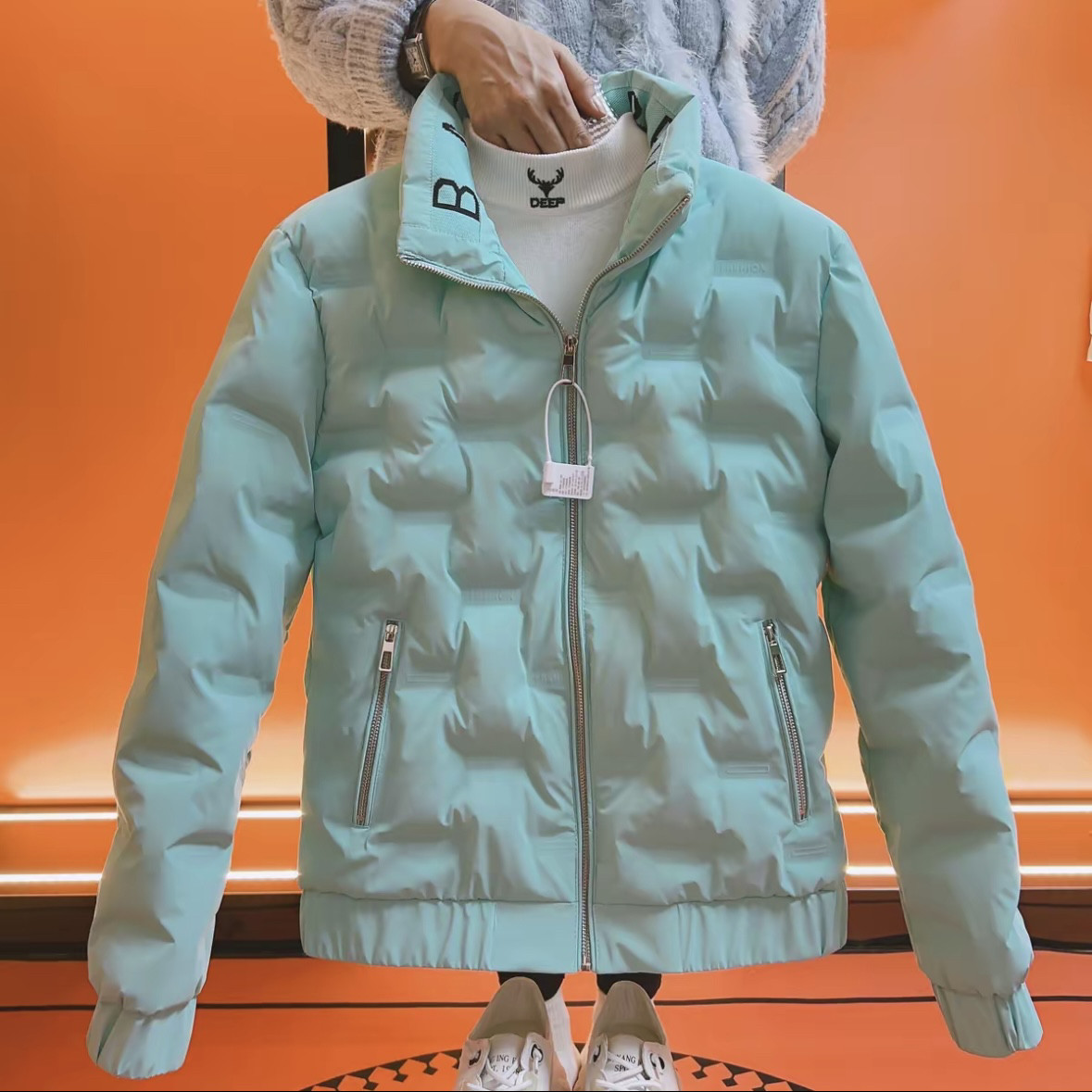 新款男士棉服冬季时尚韩版修身显瘦纯色简约百搭休闲保暖立领棉衣