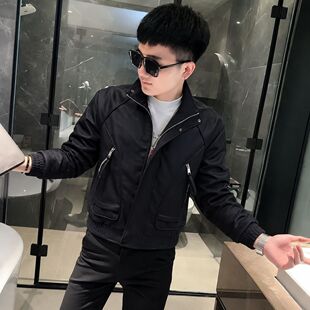 潮流帅气男士皮衣外套韩版修身时尚痞帅皮夹克男外套个性百搭男装