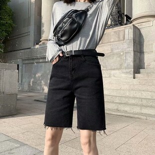 五分牛仔裤女2026夏季学生五分薄款宽松直筒港味高腰小个子短裤潮