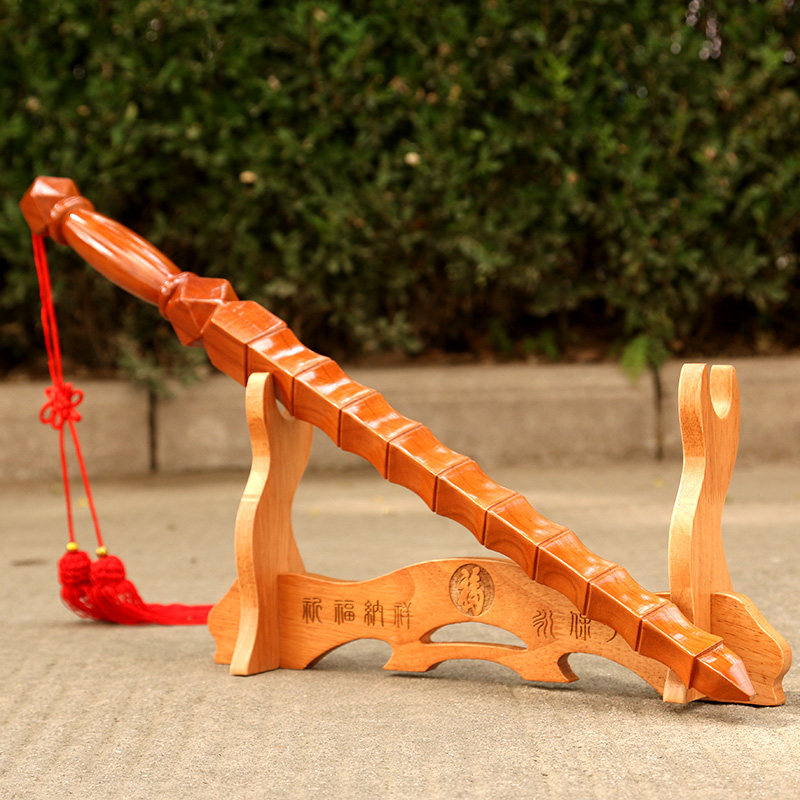 肥城桃木九节打神鞭鞭摆件挂件桃木剑复古古典中国风