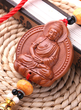 汽车挂件守护神本命佛木雕
