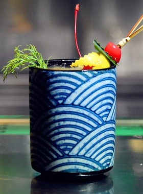 金质酒具中国风系列270ml蓝色彩云 陶瓷杯 鸡尾酒杯 TIKI杯异型杯