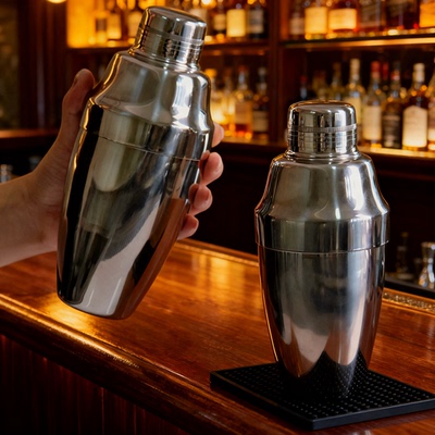 日式WADASUKE不锈钢摇酒壶三段调酒器摇酒杯调酒杯精细抛光雪克壶