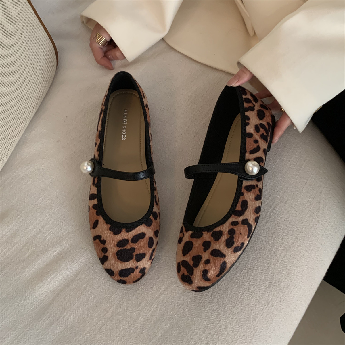 单鞋女低跟法式复古2026新款豹纹休闲软底时尚一脚蹬玛丽珍鞋平底,女鞋,浅口单鞋,淘宝优惠券,粉丝福利购,淘宝优惠卷
