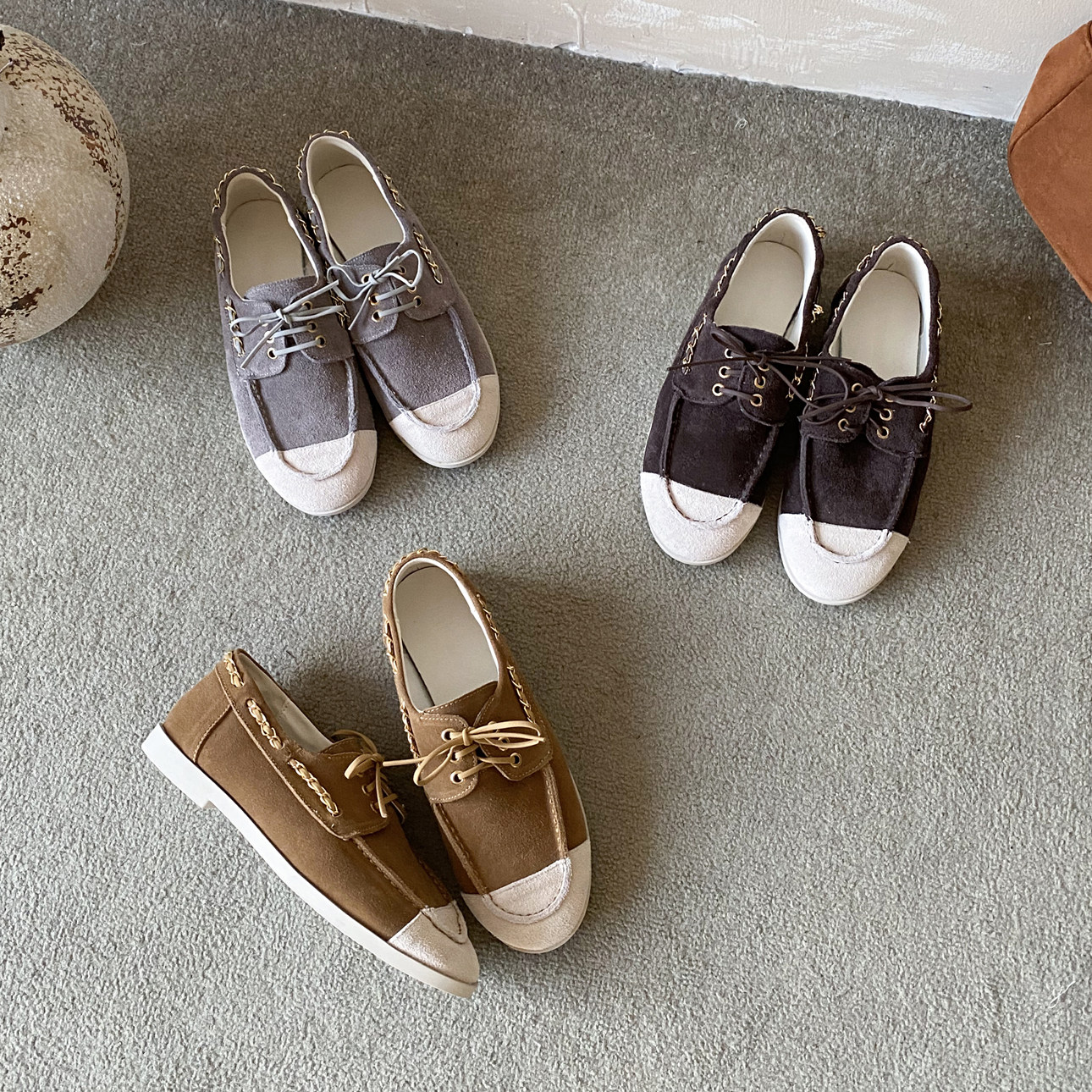 低跟单鞋女牛皮法式2026新款休闲风乐福鞋平底舒适百搭系带小皮鞋,女鞋,浅口单鞋,淘宝优惠券,粉丝福利购,淘宝优惠卷