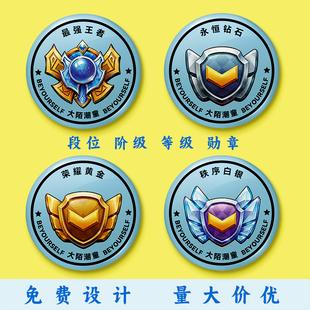 订制闯关胸章表扬学习奖励学生等级徽章段位勋牌强王者胸针定做