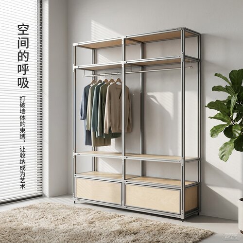 金属框架开放式多层收纳置物架