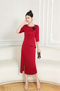 高档醋酸显瘦喜妈妈婚宴礼服结婚喜婆婆2025年新款 高贵年轻