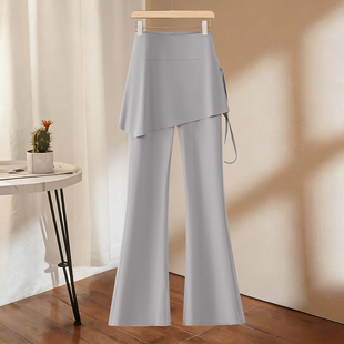 弹力修身 提臀运动健身普拉提训练服 女高腰瑜伽裤 假两件屁帘微喇裤