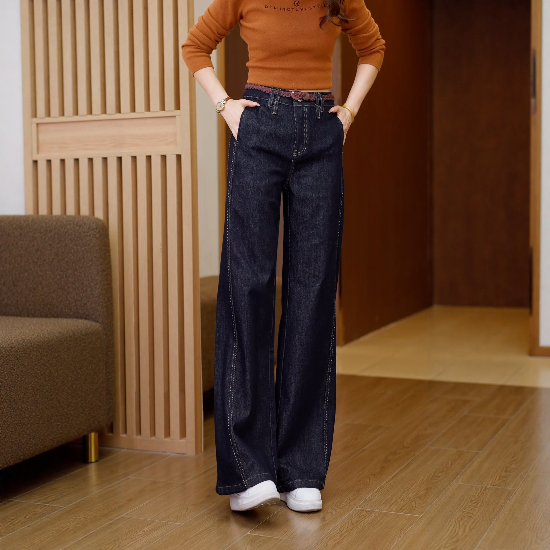 【流行爆款】宽松遮肉直筒喇叭裤