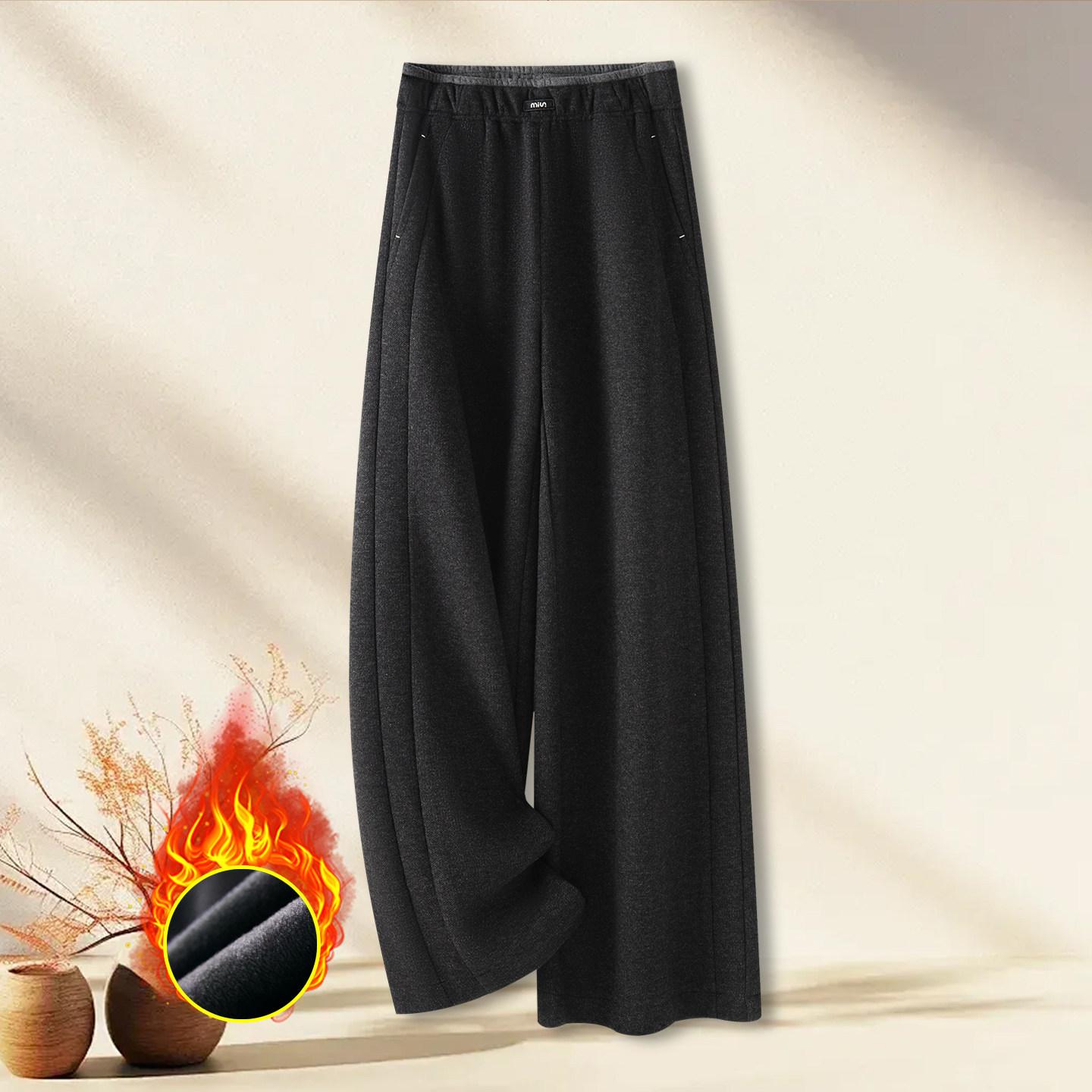 加绒醋酸羊毛呢阔腿裤女冬季新款高腰显瘦垂感糯米裤宽松休闲裤子,女装/女士精品,休闲裤,淘宝优惠券,粉丝福利购,淘宝优惠卷