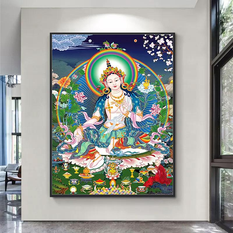 自粘砖石画满钻佛祖菩萨白度母像