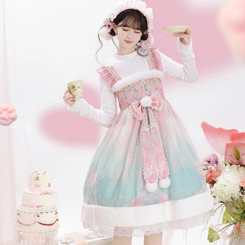 九笙桃花笺汉服洛丽塔连衣裙