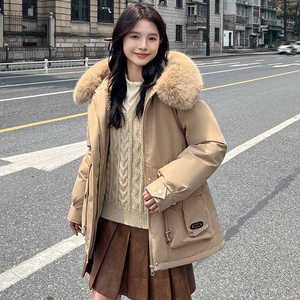 派克服女2024冬季韩版宽松加绒加厚棉衣女收腰显瘦冬装保暖外套潮