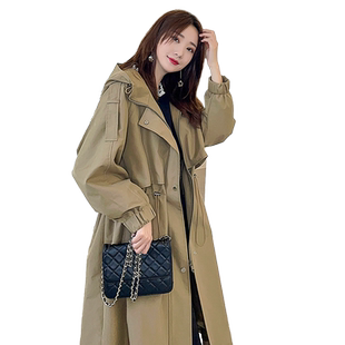 秋冬流行新款风衣中长款过膝外套大衣女大码显瘦高级感加绒风衣厚