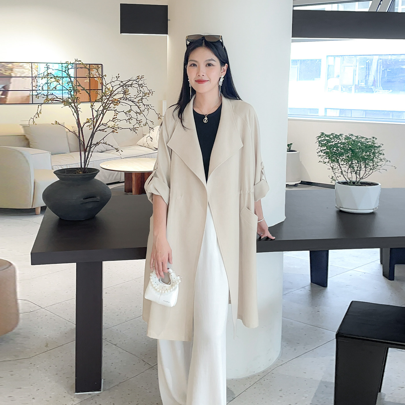 2026新款春秋显瘦中长款薄款风衣外套女宽松休闲上衣大码女装胖mm