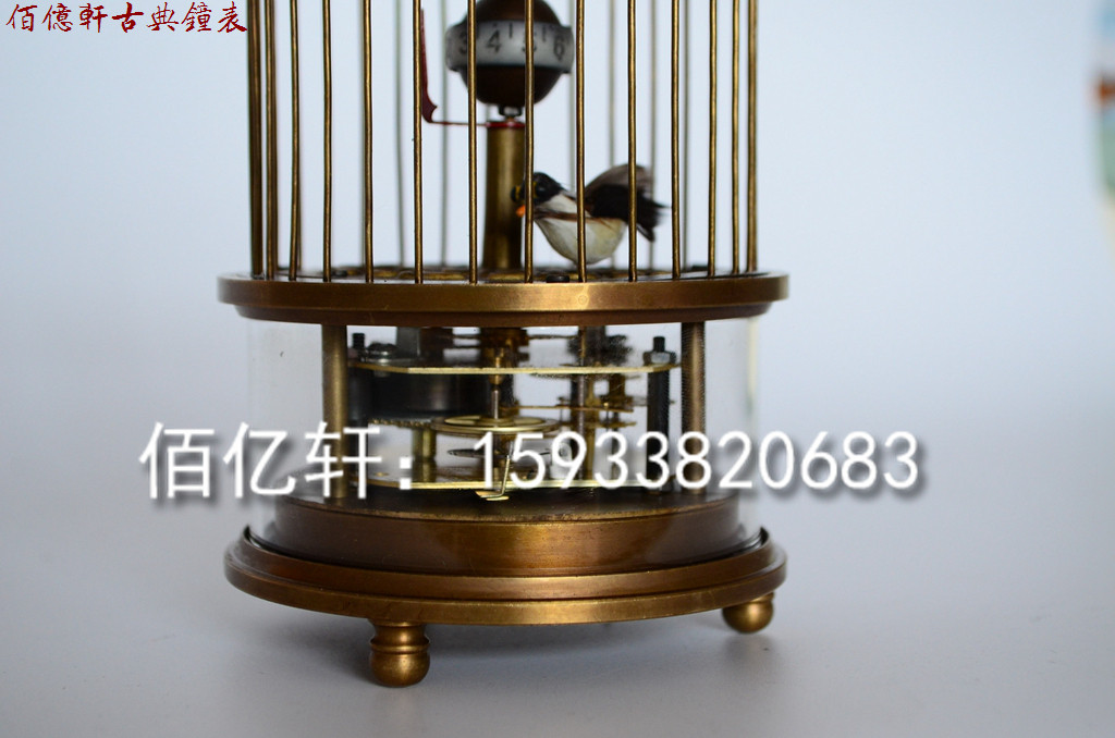 시계 기계 순동 새장 작은 탁상시계 고전적인 재미 구식 태엽식 유리 새장 장식품