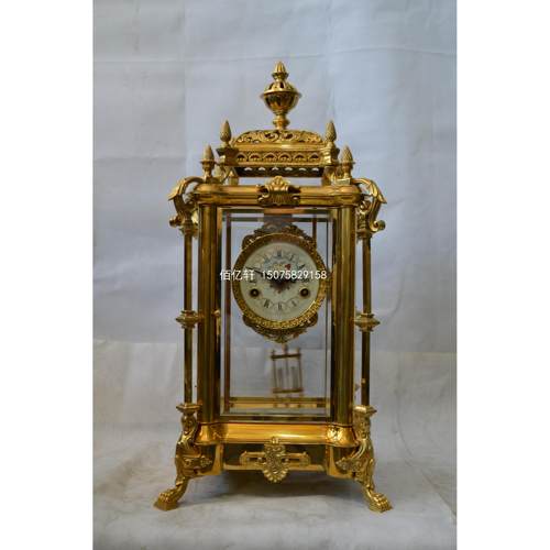 钟表黄铜金色机械自鸣钟三五报时四明钟欧式家居会所办公室风水钟