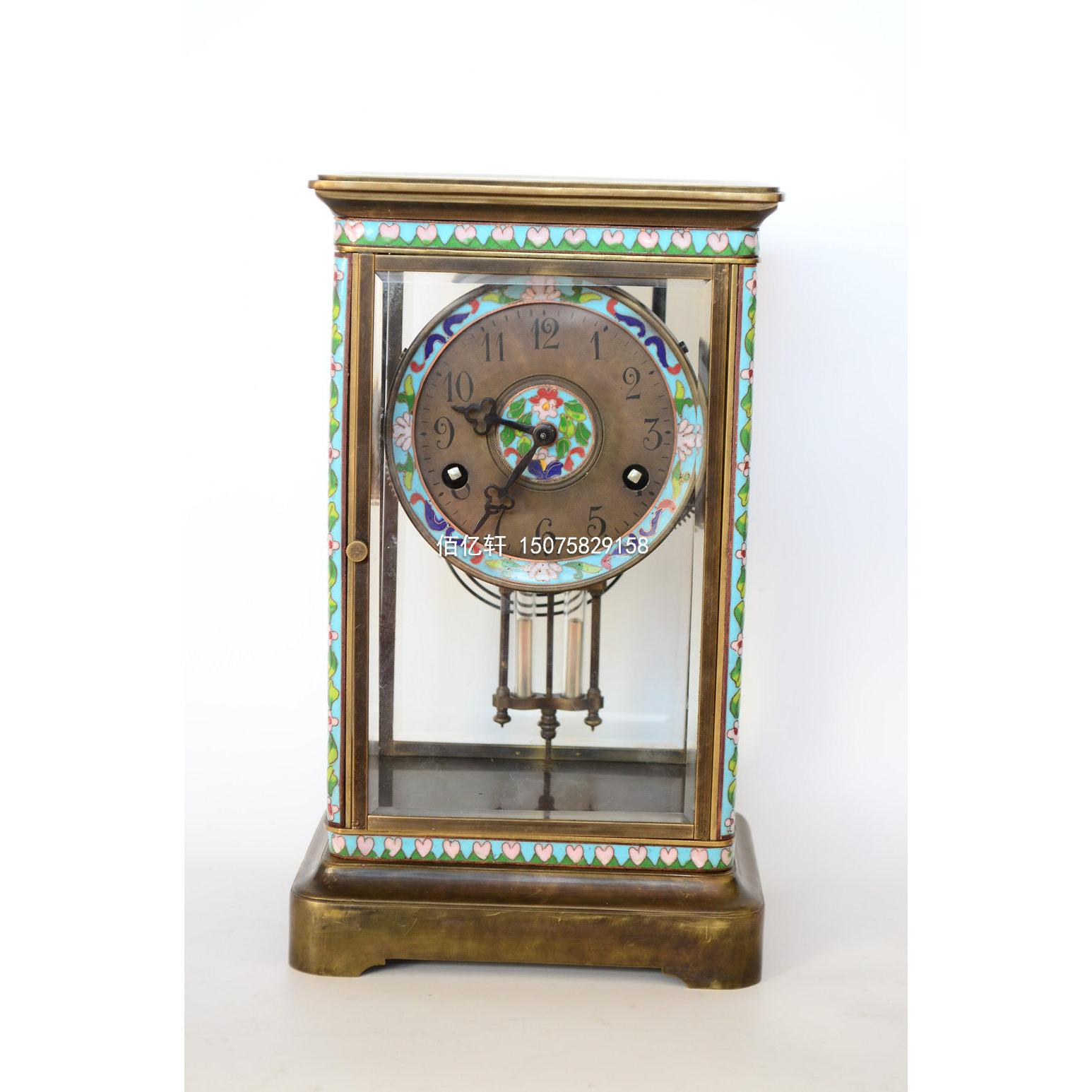座钟景泰蓝机械黄铜报时台钟自鸣钟复古仿古董欧洲回流故宫法国钟