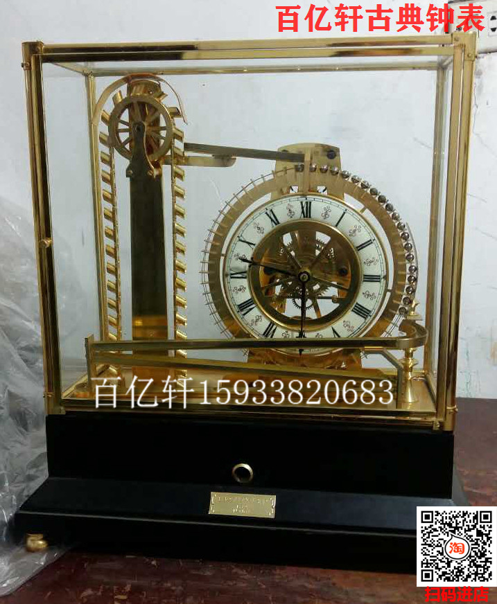 水车钟欧式古典机械动态座钟仿古董家居趣味动态摆钟钢珠轨道立钟