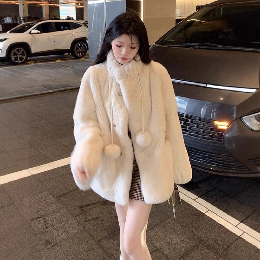 獭兔毛毛绒外套女秋冬季新款韩版中长款环保皮草加绒加厚保暖