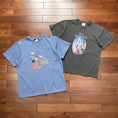 日系潮牌BMS卡通联名款重磅圆领水洗复古做旧宽松男女情侣短袖T恤