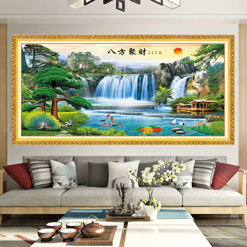 客厅山水风景画装饰画自粘贴画墙