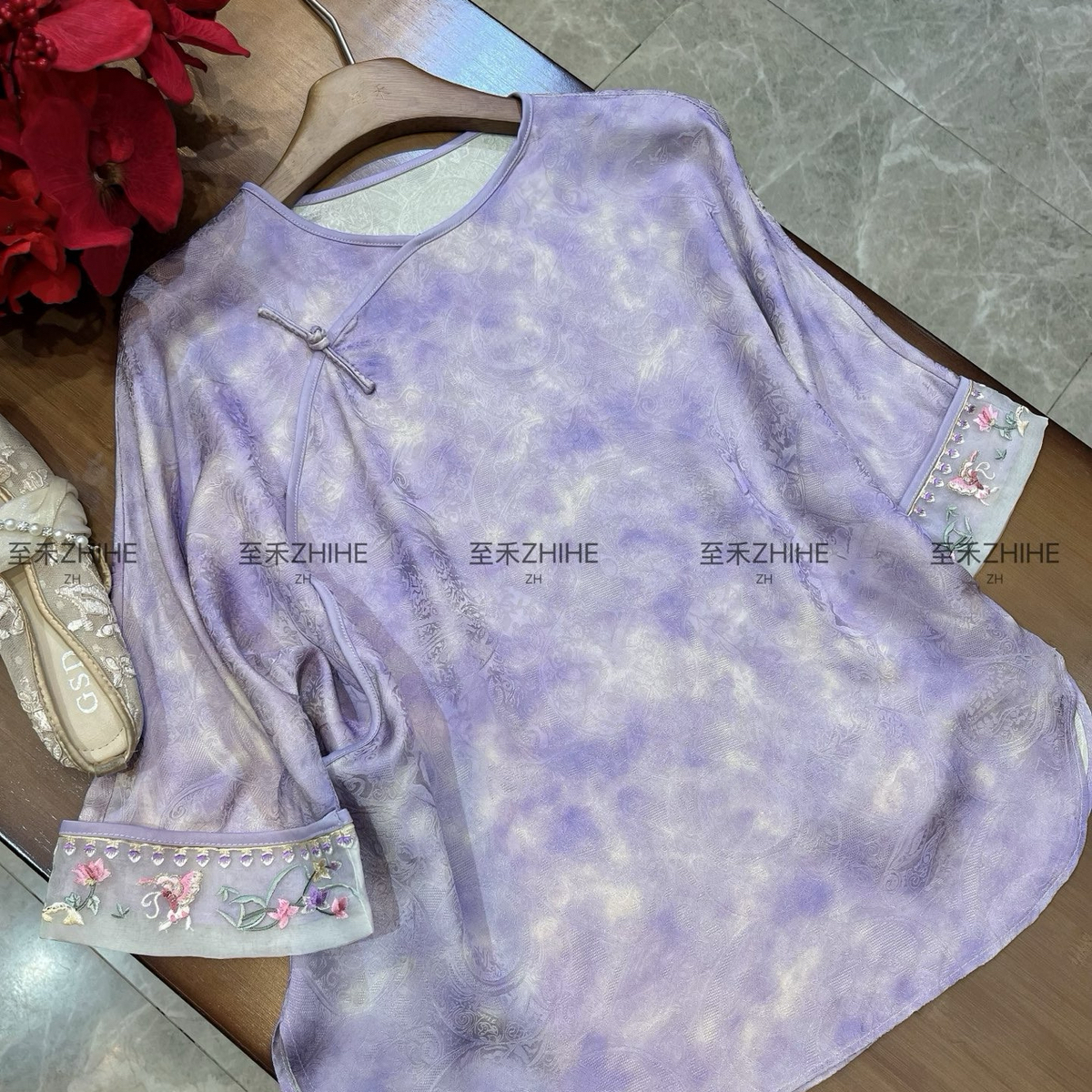 LC夏上新新中式扎染百搭圆领套头上衣小衫YS1-t0111