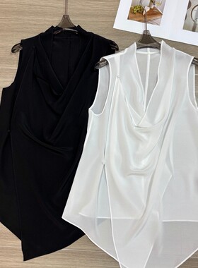 LC-宽松廓形荡领不规则下摆藏肉显瘦无袖背心YS387-G322