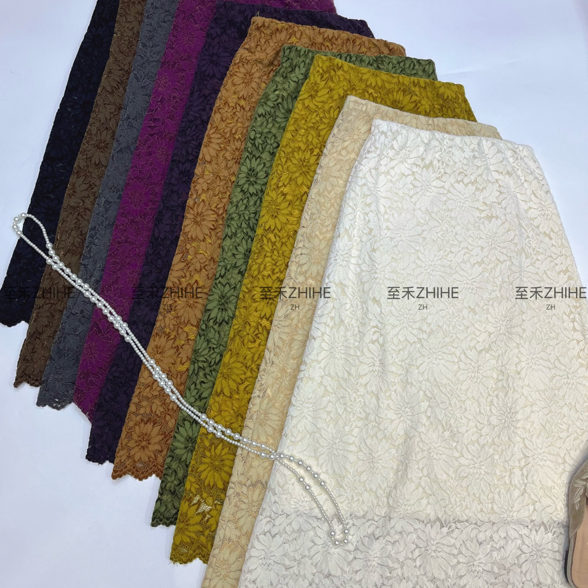 LC冬上新极简大牌老钱新中式蕾丝钩花半裙半身裙YS2-t132