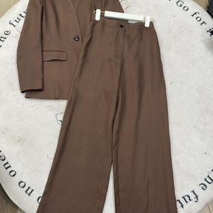 LC春上新纯亚麻早春套装无领西装外套+阔腿裤套装A9538