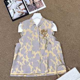 繁花织进桑蚕丝里马甲YS11 49008560 桑蚕丝法绣把春天