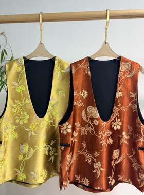 LC26年早春国风花卉图案工艺复古风马甲XQM121