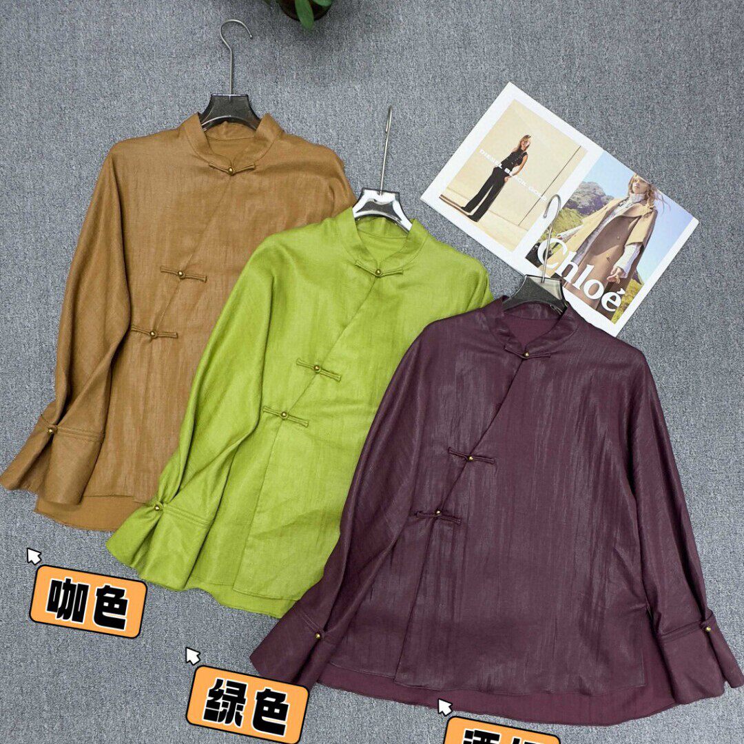LC26年早春三色新中式立领斜襟盘扣小衫YS42-G228