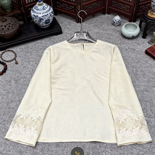 LC26年早春人丝提花拼接欧根纱绣花小衫YS7-G506