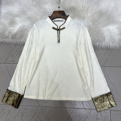 LC-26年早春新中式立领提花修身长袖小衫A9818