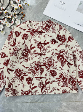 LC26年早春新中式国风大花刺绣棉麻短外套YS126-B12