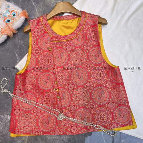 LC-早春上新极简大牌老钱新中式织锦麒麟提花马甲YS4-t567