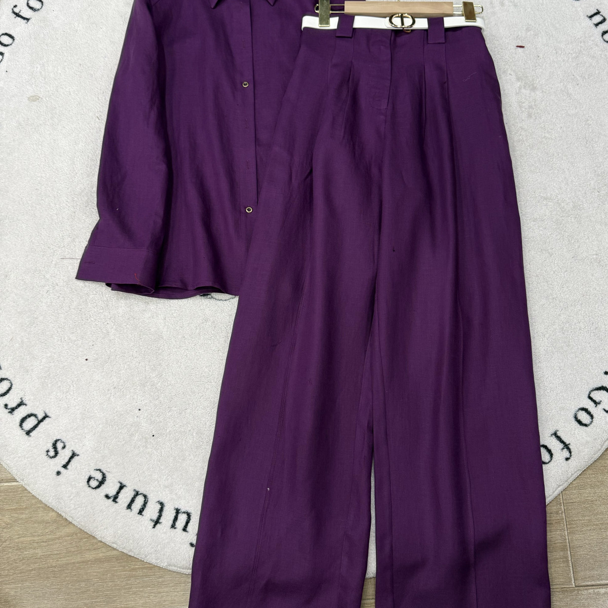 LC-装高雅紫气东来色极简衬衣+阔腿裤套装(配腰带)A9684,女装/女士精品,时尚套装,淘宝优惠券,粉丝福利购,淘宝优惠卷