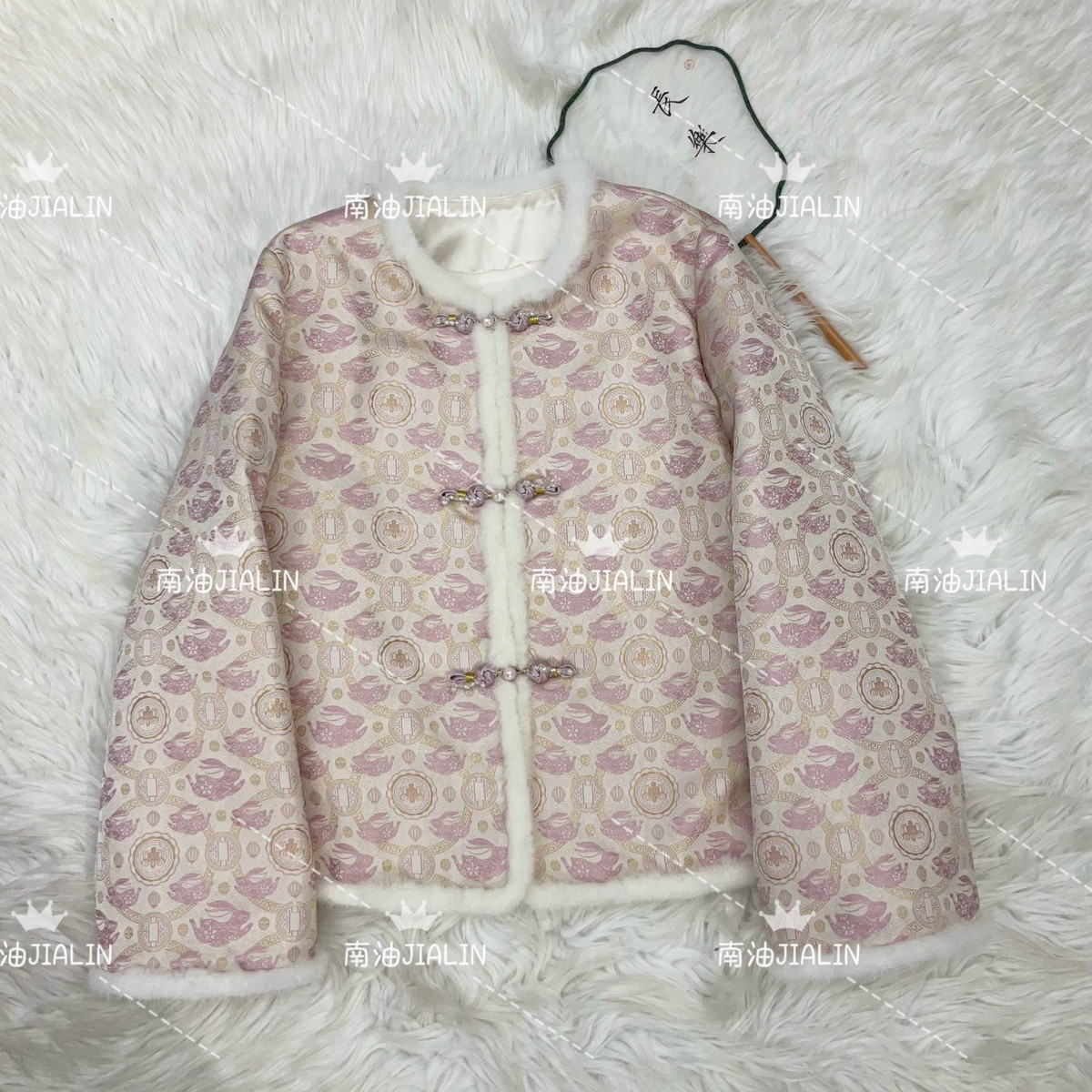 LC冬上新玉兔宋锦真水貂毛拼接保暖棉服外套jl-FM0087-J32