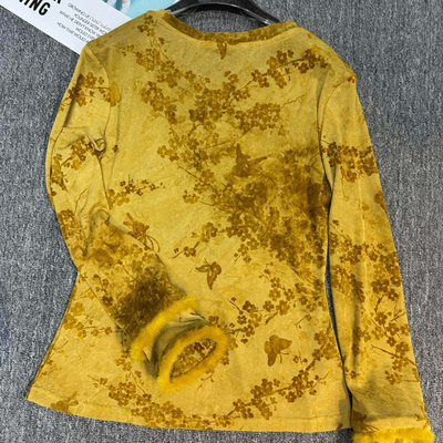 LC冬上新轻奢氛围感丝绒质感提花长袖毛边小衫X408C64