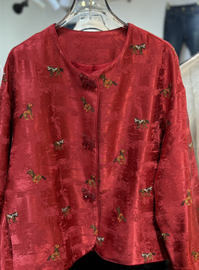 LC26年早春丝麻手工钉珠绣花新年款短外套252630