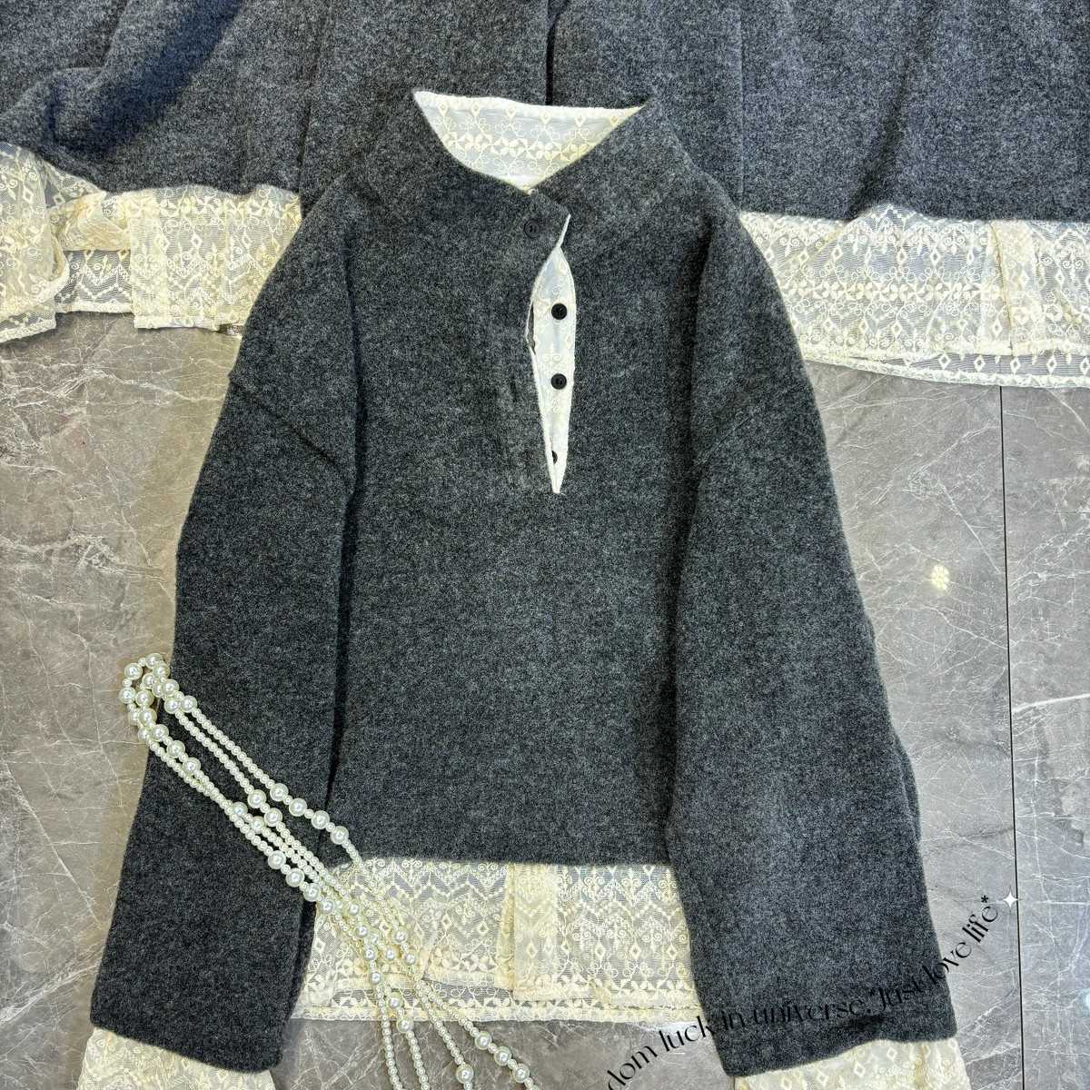 LC冬上新高级感花边拼接蕾丝气质上衣小衫YS1-xx7859