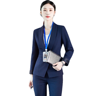 商务西服正装套装女轻奢高级感宝蓝色经理会议主持人气质制服工装