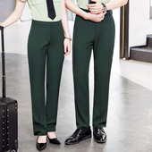 直筒大红墨绿色邮政银行工作服裤 西裤 子军绿色保安长裤 男女职业装